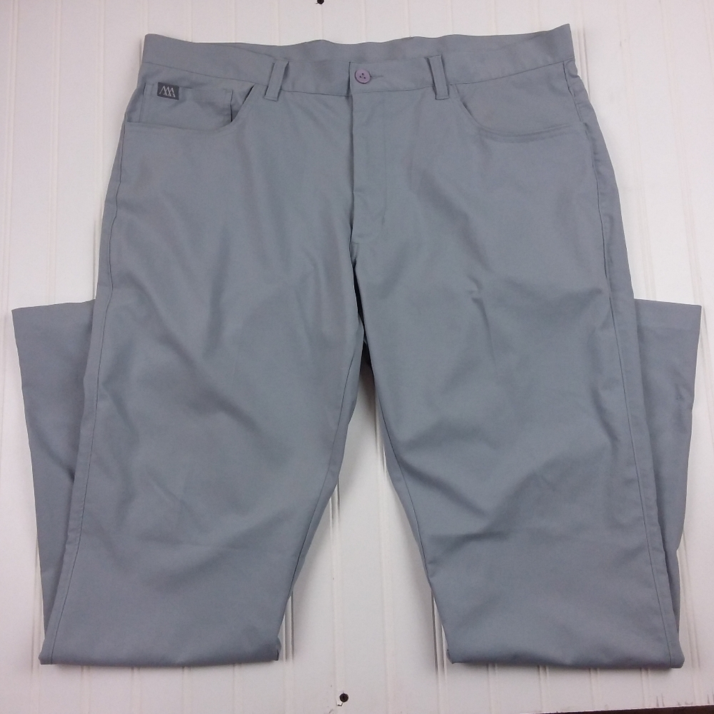 Haus Of Grey/Matte Grey Men's Golf Pants 5 Pocket Design Flat Front Straight Leg